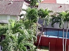 Beautiful blonde teen encounters a big cock while spying with a drone