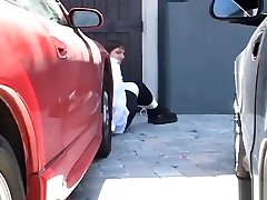 Blake tied up and cleave idian auntie anal in parking garage.