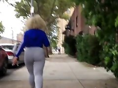 Bubble Booty blonde Latina in Grey See-Thru Spandex