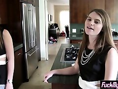 Sorority college teens played with a new nerdy member
