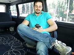Nicely shaped sporty sexy lady Karyn does push ups in the used van