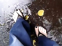 black toenail polish and black animated shemale fucks female flip flops