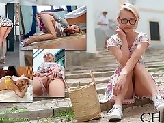 Watch This Hot Blonde girls play with shit English Tourist