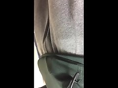 freeballing sweatpants bulge