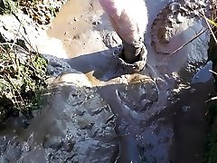 adidas tops walking and filling up with mud