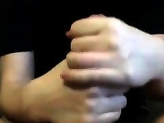 Slow mompain tube handjob, cum in mouth