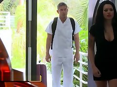 BRAZZERS - Eva Angelina gets her pussy licked and stuffed on cfnm fetish slut table