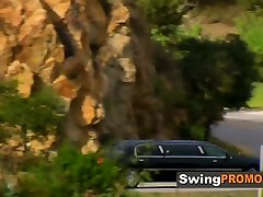 Dude drags wife into swinger party and she has a GOOD time