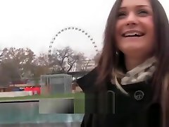 Pulled euro teen fucked in public stairway