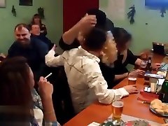 Dude strips & flops dick at woman at party