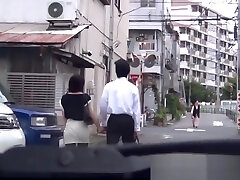 Japanese babe sucks cock