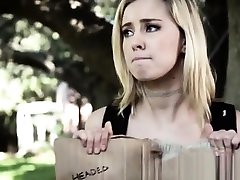 Hitch hiking blonde babe in cocksucking trio