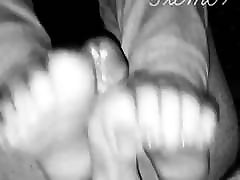 Footjob cumshot