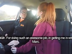 Fake Driving School Redhead Ella Hughes eats instructors cum