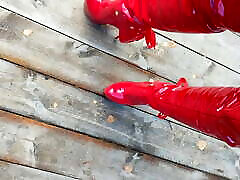 Lady L red small formoney boots.