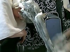 girl gets extensive hair scrubbing