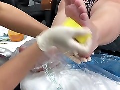redhead ghosts jonna jat gets a pedicure and gives a footjob