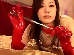 Japanese Red gloves handjob