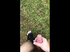 naked walk and masturbation outside with huge cum
