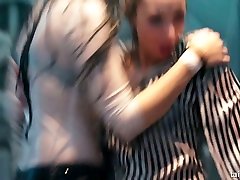 Fully clothed dancing whores try their best to look erotically hot