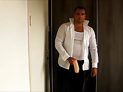 J-Art hayate anal urethral virgin 12 inch cock dildo white shirt 1