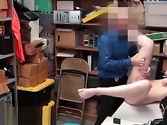 Young cutie Lexi Lovell getting stripped and fucked in threesome by two guys who caught her stealing