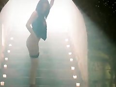 Hot dancer fantasizes with masturbating in kinky tunnels