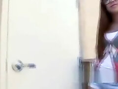 Glasses Teen Kneeling Big Cock Blowjob
