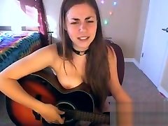 Topless Teen Plays Guitar