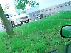 Sexy hitchhiker eats drivers cock in POV