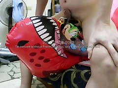 cum inflatable t-rex & mickeyball ride on