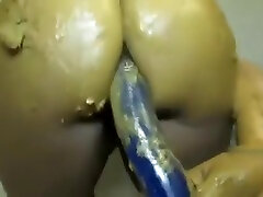 Ebony anal shit dildo