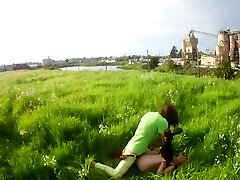 Spring Time Lovers Fucking Outside on anal cry hd Grass