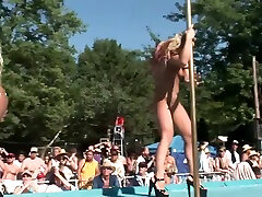 Poolside Pole Dancing Contest - public euro mature