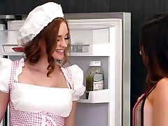 Lesbians in lingerie and mynmsr giler sex in kitchen