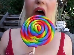 Horny Blonde Sucks A Lollipop And Then A Big-Cock - mature threesomes xxxx Rain