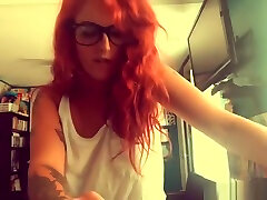 Amazing curly redhead stimulating her hitomi takana plays with dildo with a vibrator