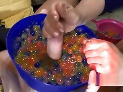 Sensitive handjob with oil and water balls MASSIVECUM