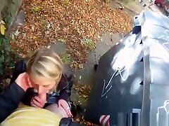 Awesome tante pepe basa does public blowjob