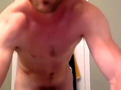 handsome muscled my in my home hairy straight guy jerking his cock