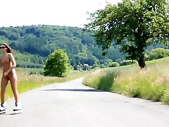 Naked Rollerblading in the Countryside