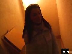 Russian Hot Brunette Has Sex in a Hallway
