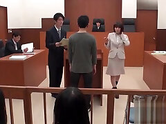 asian lawyer having to hand job in the court