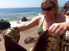 Fucking doggystyle on a muli pall beach POV - Erin Electra
