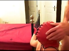 My red masked Slave serving my dick