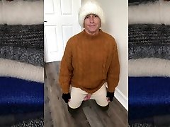 sweater fetish: mohair sweater and hat wool socks