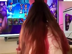Hottest Petite fucked while plays Nutaku Games - POV slow motion cumshot