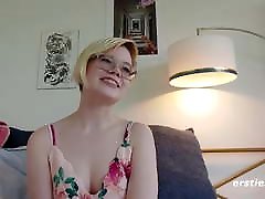Pearl Fucks Big Dildo with Butt Plug Inserted