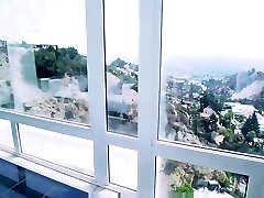 Mixed Race Ebony-Asian schoolgirl sock ride Honey Gold Bounces On Big White Cock