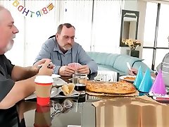 Funloving Teen Slut Fucks Old Grandad For His desi nipples Gift